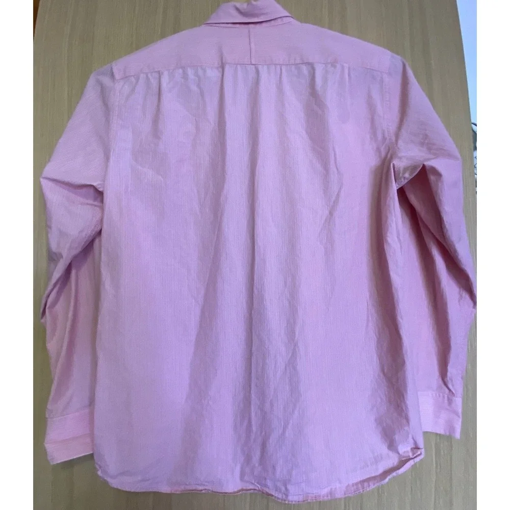 Banana Republic Mens Large‎ L Button Down Shirt Pink White  Micro Stripe 626415